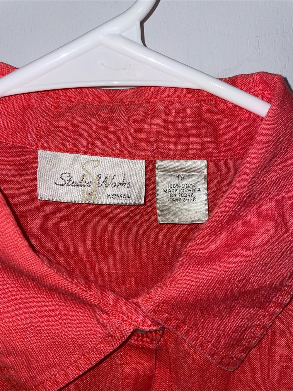 Studio Works Coral 100% Linen Button-Down Shirt • Sz 1X - Picture 2 of 6